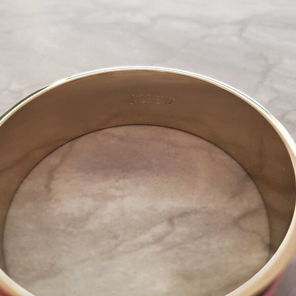 💕 Vintage Y2K 2000's 00's J.Crew Pink Black Preppy Wide Enamel Bangle 💕 - Picture 6 of 9